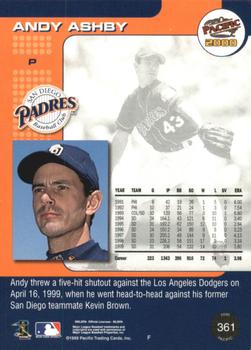 2000 Pacific - Copper #361 Andy Ashby  Back