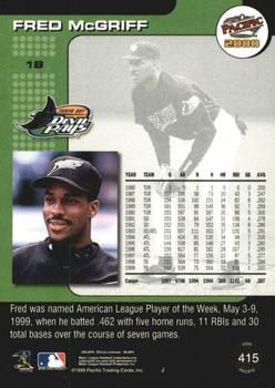2000 Pacific - Copper #415 Fred McGriff  Back
