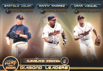 2000 Pacific - Diamond Leaders #5 Bartolo Colon / Manny Ramirez / Omar Vizquel Front