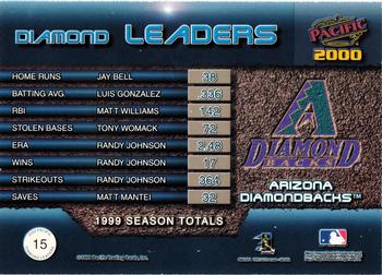 2000 Pacific - Diamond Leaders #15 Randy Johnson / Matt Williams / Luis Gonzalez Back