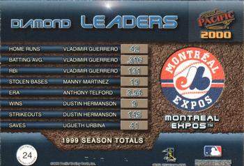 2000 Pacific - Diamond Leaders #24 Vladimir Guerrero / Dustin Hermanson / Ugueth Urbina Back