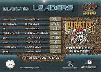 2000 Pacific - Diamond Leaders #27 Brian Giles / Jason Kendall / Kevin Young Back