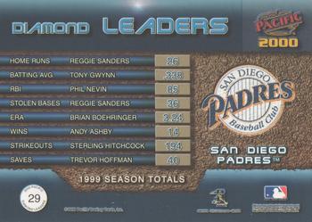 2000 Pacific - Diamond Leaders #29 Tony Gwynn / Trevor Hoffman / Reggie Sanders Back