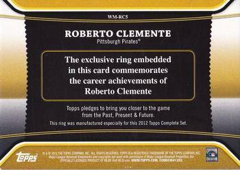 2012 Topps - Roberto Clemente Commemorative Rings #WM-RC5 Roberto Clemente Back