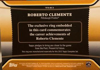 2012 Topps - Roberto Clemente Commemorative Rings #WM-RC4 Roberto Clemente Back