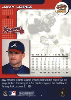 2000 Pacific - Gold #41 Javy Lopez Back