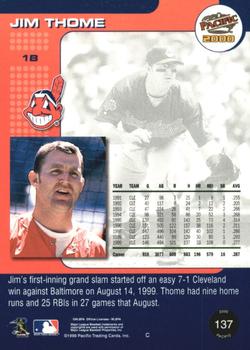 2000 Pacific - Gold #137 Jim Thome Back