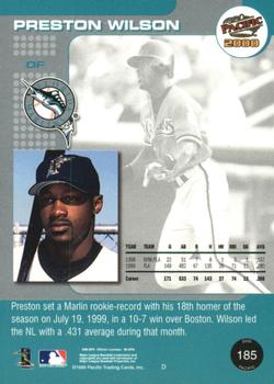 2000 Pacific - Gold #185 Preston Wilson Back