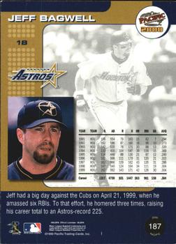 2000 Pacific - Gold #187 Jeff Bagwell Back