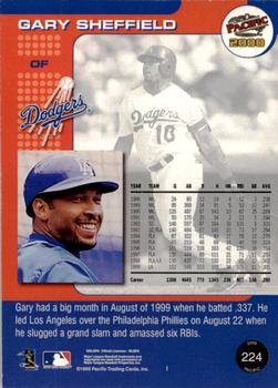 2000 Pacific - Gold #224 Gary Sheffield Back