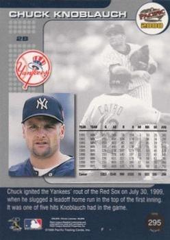 2000 Pacific - Gold #295 Chuck Knoblauch Back