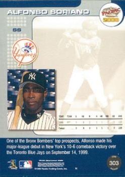 2000 Pacific - Gold #303 Alfonso Soriano Back