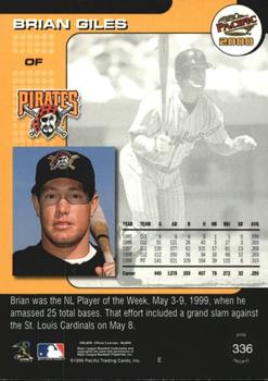 2000 Pacific - Gold #336 Brian Giles Back