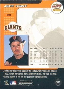 2000 Pacific - Gold #381 Jeff Kent Back