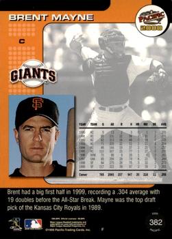 2000 Pacific - Gold #382 Brent Mayne Back
