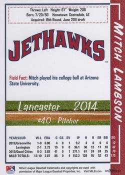 2014 Grandstand Lancaster JetHawks #NNO Mitch Lambson Back