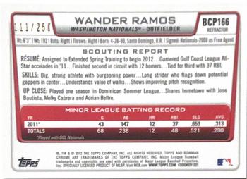 2012 Bowman Chrome - Prospects Blue Refractor #BCP166 Wander Ramos Back