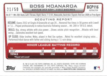 2012 Bowman Chrome - Prospects Gold Refractor #BCP116 Boss Moanaroa Back