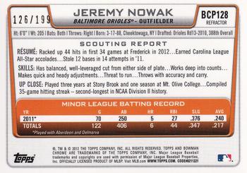 2012 Bowman Chrome - Prospects Purple Refractor #BCP128 Jeremy Nowak Back