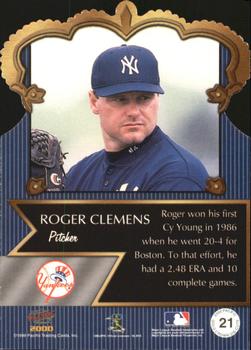 2000 Pacific - Gold Crown Die Cuts #21 Roger Clemens  Back