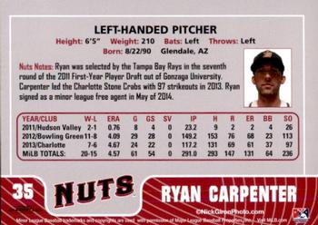 2014 Grandstand Modesto Nuts #6 Ryan Carpenter Back