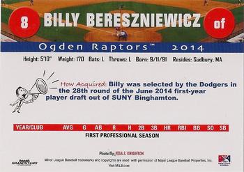 2014 Grandstand Ogden Raptors #NNO Billy Bereszniewicz Back