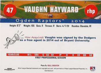 2014 Grandstand Ogden Raptors #NNO Vaughn Hayward Back