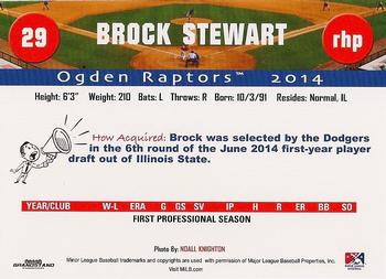 2014 Grandstand Ogden Raptors #NNO Brock Stewart Back