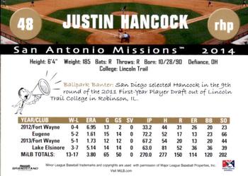 2014 Grandstand San Antonio Missions #16 Justin Hancock Back