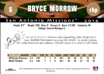 2014 Grandstand San Antonio Missions #25 Bryce Morrow Back