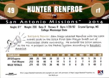2014 Grandstand San Antonio Missions #29 Hunter Renfroe Back