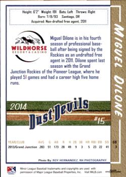 2014 Grandstand Tri-City Dust Devils #NNO Miguel Dilone Back