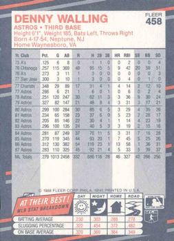 1988 Fleer #458 Denny Walling Back