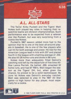 1988 Fleer #638 Matt Nokes / Kirby Puckett Back