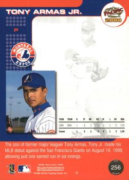 2000 Pacific - Platinum Blue #256 Tony Armas Jr.  Back