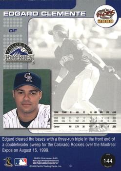 2000 Pacific - Ruby #144 Edgard Clemente  Back