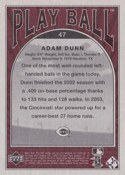 2004 Upper Deck Play Ball - UD Promos #47 Adam Dunn Back