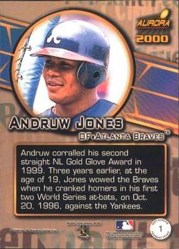 2000 Pacific Aurora - Pennant Fever #1 Andruw Jones  Back