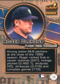 2000 Pacific Aurora - Pennant Fever #12 Roger Clemens  Back