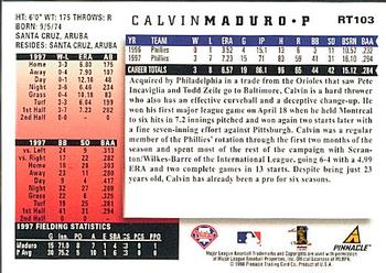 1998 Score Rookie & Traded #RT103 Calvin Maduro Back