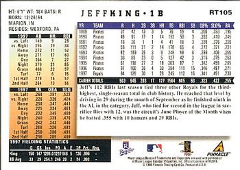 1998 Score Rookie & Traded #RT105 Jeff King Back
