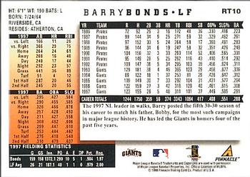 1998 Score Rookie & Traded #RT10 Barry Bonds Back