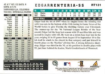 1998 Score Rookie & Traded #RT131 Edgar Renteria Back
