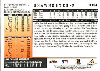 1998 Score Rookie & Traded #RT154 Shawn Estes Back