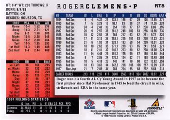 1998 Score Rookie & Traded #RT8 Roger Clemens Back
