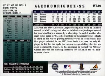 1998 Score Rookie & Traded #RT30 Alex Rodriguez Back