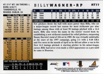 1998 Score Rookie & Traded #RT77 Billy Wagner Back
