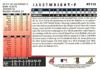 1998 Score Rookie & Traded #RT172 Jaret Wright Back