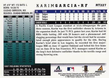 1998 Score Rookie & Traded #RT227 Karim Garcia Back