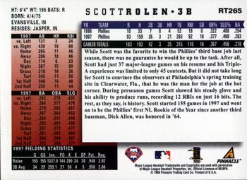 1998 Score Rookie & Traded #RT265 Scott Rolen Back